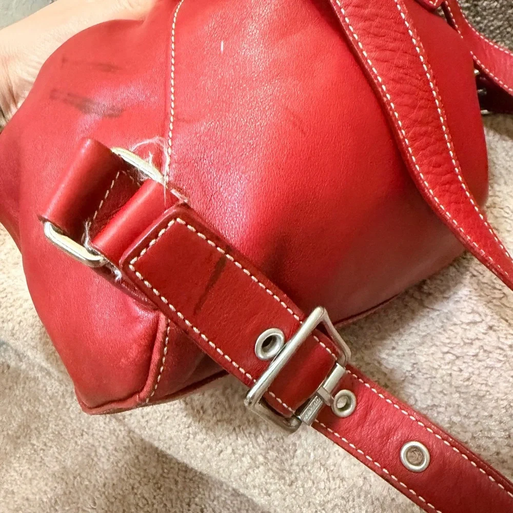 Vintage Coach Legacy Drawstring Leather Backpack dark red leather Style #9569